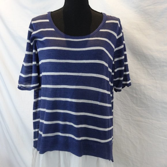 torrid Tops - Torrid Navy/White Striped Ruffle Edge top (14-16)